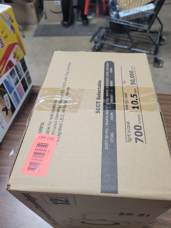 Photo 1 of 12 Pack 5/6 Inch 5CCT LED Recessed Downlight, Can Lights with Baffle Trim, Wet Rated, E26 Base, 10.5W=85W, CRI 90, Dimmable, Simple Retrofit Installation, Energy Star & ETL Listed