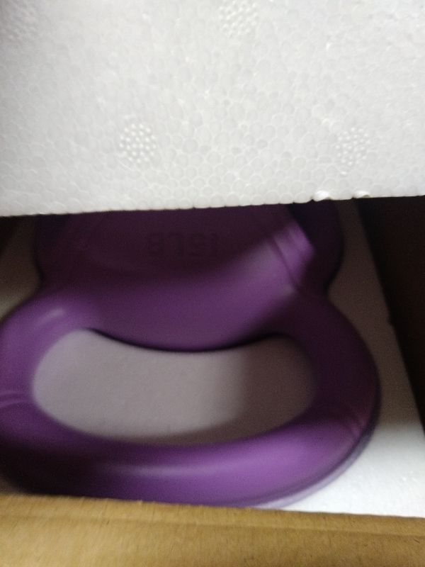 Photo 1 of 15 lb Kettlebell Weight with Three-handles for Weightlifting, Conditioning and Core Training for Women Men Home Gym [Purple]