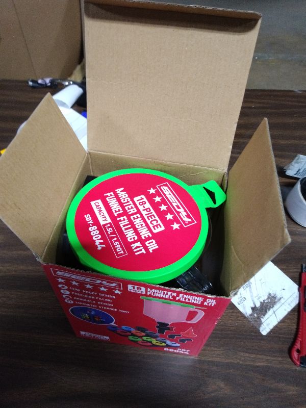 Photo 1 of 18-Piece Engine Oil Funnel Kit, 1.59QT/1.5L Automotive Oil Funnel Set with 12 Adapters, Elbow Fitting, Arrow Screen and Magnetic Storage Hooks Tray, Compatible with GM, Ford, BMW, Audi, Land Rover Etc