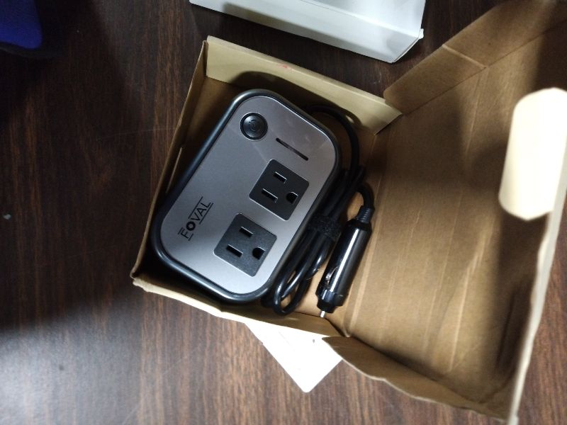 Photo 1 of 200W Car Power Inverter, FOVAL 12V DC to 110V AC Car Inverte with 4 USB Ports Car Outlet Adapter, Power Inverter for Vehicles, Car Plug Adapter Outlet for Laptop Computer Charger (Gray)