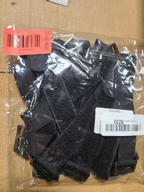 Photo 1 of 25pcs Black Reusable Fastening Cable Straps, Hook and Loop Cable Tie Down Straps 1" x 8"