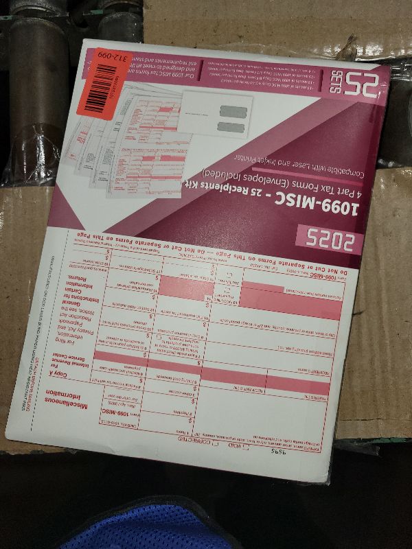 Photo 1 of 1099 MISC Forms 2025,1099 MISC Forms 2025 with Envelopes,Vendor Kit of 25 Laser Forms,1099 MISC Tax Forms,4 Part Tax Forms Kit,25 Self Seal Envelopes with 3 1096 Included