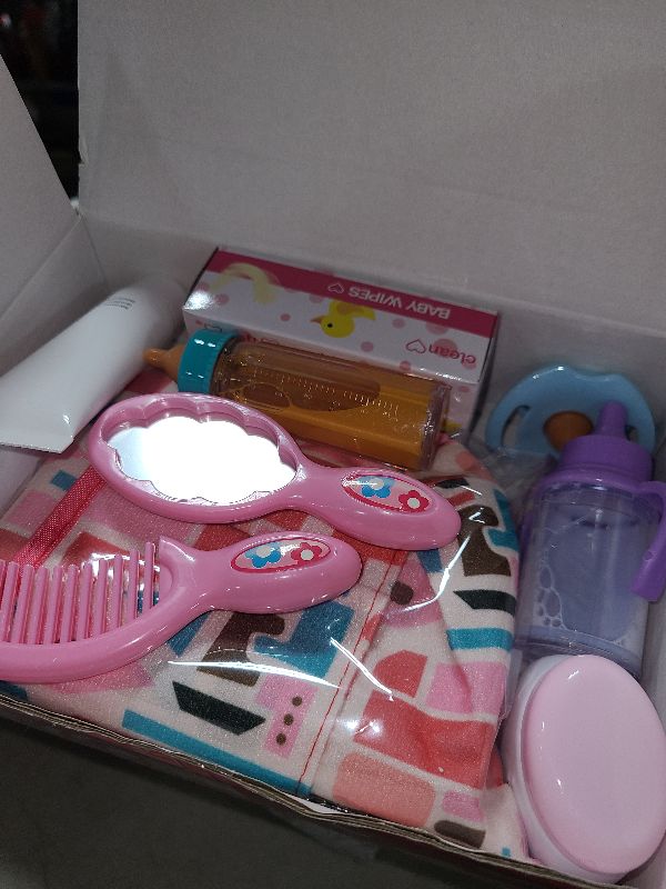 View 2 of 14 Pack Baby Doll Accessories, Baby Doll Feeding and Caring Set Includes Diaper Bag, Doll Diapers, Magic Bottle, Changing Mat for Girl Toddler Kid, Babies Pretend Play Set for Birthday Gift Christmas