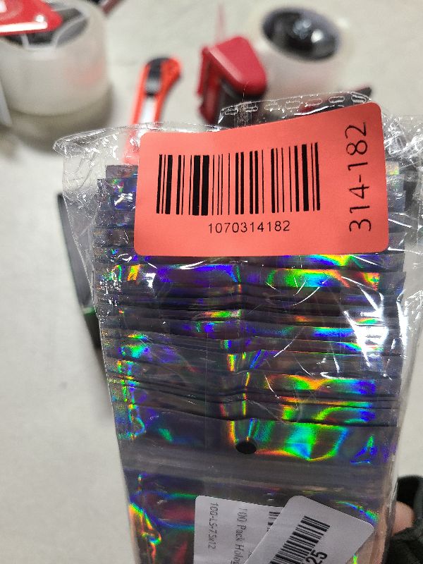 Photo 1 of 100 Pack Holographic Resealable Plastic Bags for Food Storage, Zipper Bags with Clear Front Window, Packaging Pouch for Small Business (100 Pack, 3x4.8 inch)