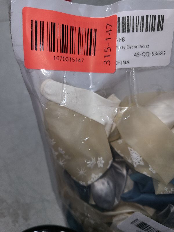 Photo 1 of 120PCS Winter Wonderland Balloon Arch Garland Kit, Dusty Baby Blue Slate Blue Silver White Snowflake Foil Balloons for Winter onederland Christmas Baby Shower Snow Princess Birthday Party Decorations