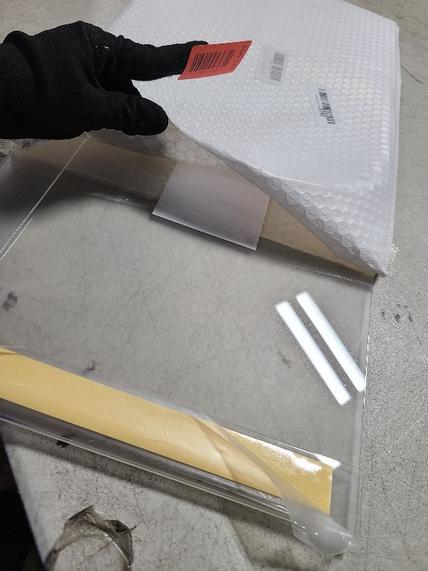 Photo 1 of 11 x 17 Acrylic Picture Frame, Horizontal/Vertical Clear Photo Frame for Wall with Tape, No Drilling Floating Hanging Frameless Picture Frame, Wall Mount Sign Holder 11x17 for Home, School, Office