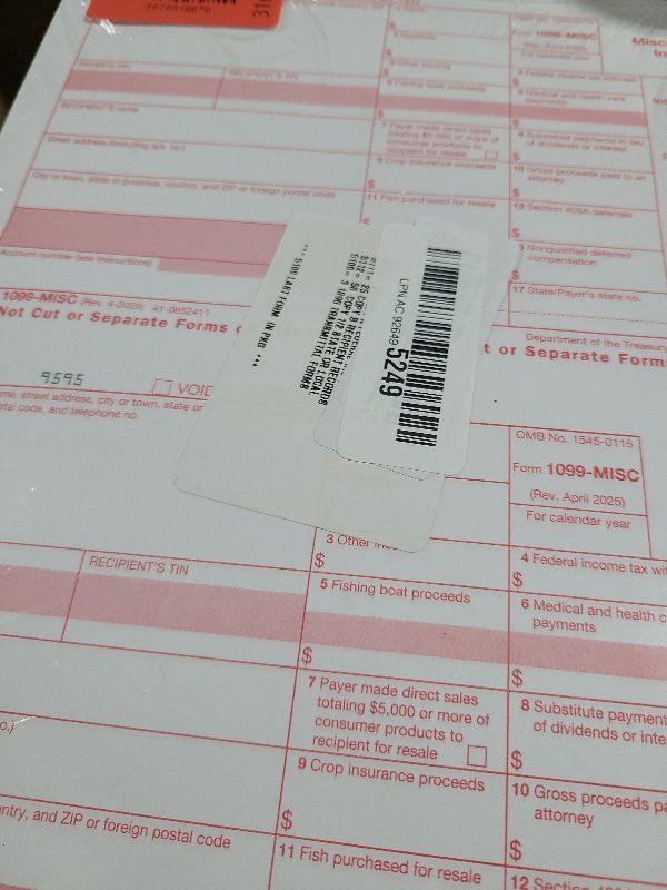 Photo 1 of 1099 MISC Forms 2025 Laser Tax Forms 4 Part Kit for 25 Individuals - Designed for QuickBooks and Accounting Software 1099 Misc 2025