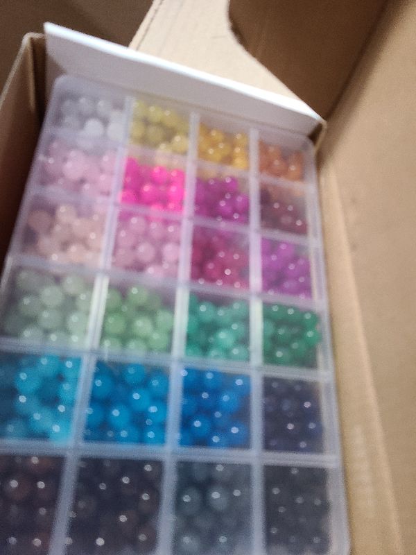 Photo 1 of ?2 Pack? More Than 1300PCS Round Glass Beads for Jewelry Making,48 Colors 8mm Crystal Beads for Bracelets Jewelry Making and DIY Crafts, 2 Box Round Beads Suitable for Beginners. (Solid+Printing)
