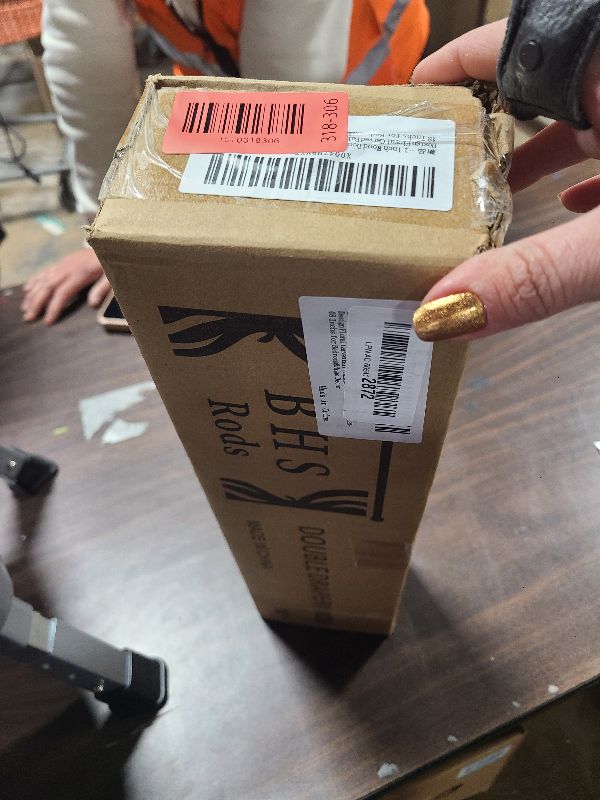 Photo 1 of 1 Inch Simulated Wood Double Curtain Rod with Modern Design Floral Carved Ball Finials-Tension Curtain Rods 28-48 Inchs for Bedroom&Home Decor