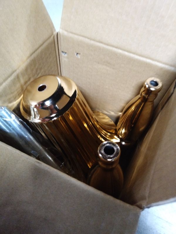 Photo 1 of 2 Pcs Gold Vase Centerpiece Table Decorations - Metal Tabletop Flower Stand, Wedding Decorations for Reception, 15.6in Trumpet Tall Flower Vase for Birthday, Weddings, Anniversary Ceremony, Home Decor