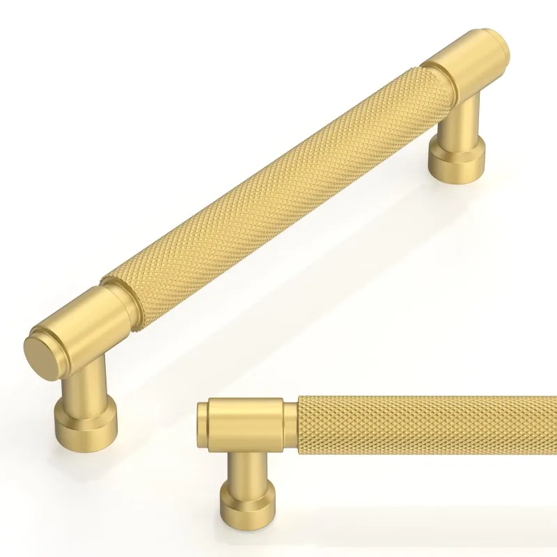 Photo 1 of 10 Pack Brushed Gold Knurled Cabinet Pulls 5 Inch(128mm) Kitchen Cabinet Handles Drawer Pulls