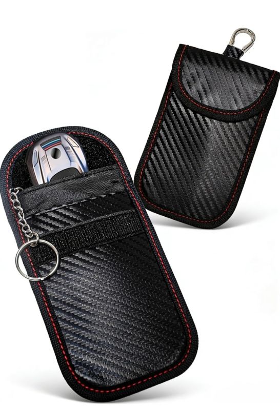 Photo 1 of 2 Pcs Faraday Bag for Car Keys, RFID Signal Blocking Pouch, Anti-Theft Key Fob Protector, Cell Phone Signal Blocker Case, Car Key Fob Cage (Small)