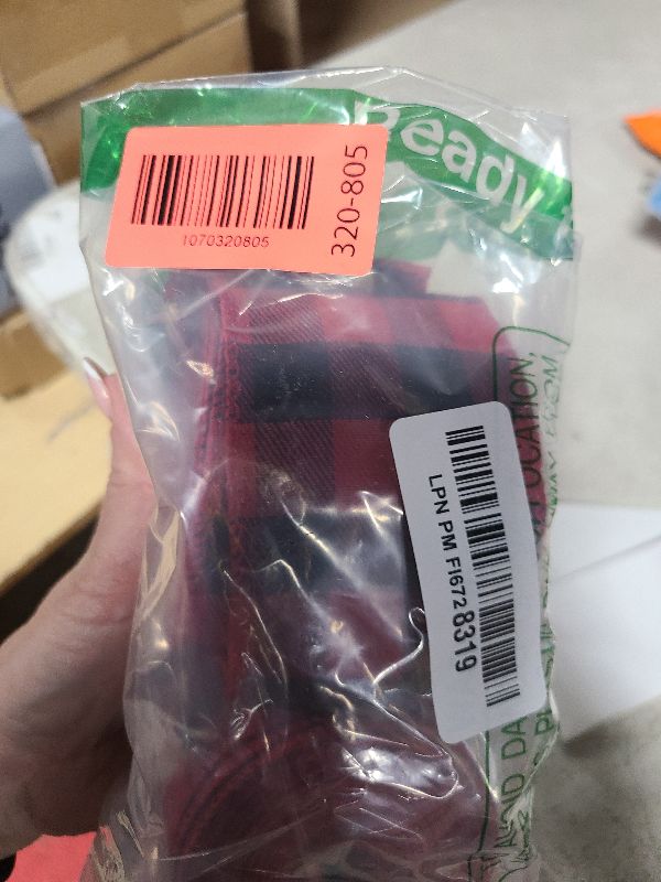 Photo 1 of 19.6 Yard 2.5 inch Wide Buffalo Plaid Ribbons Wired Edges, 2 Rolls Red and Black Checkered Ribbon for Christmas Tree Gift Decorations