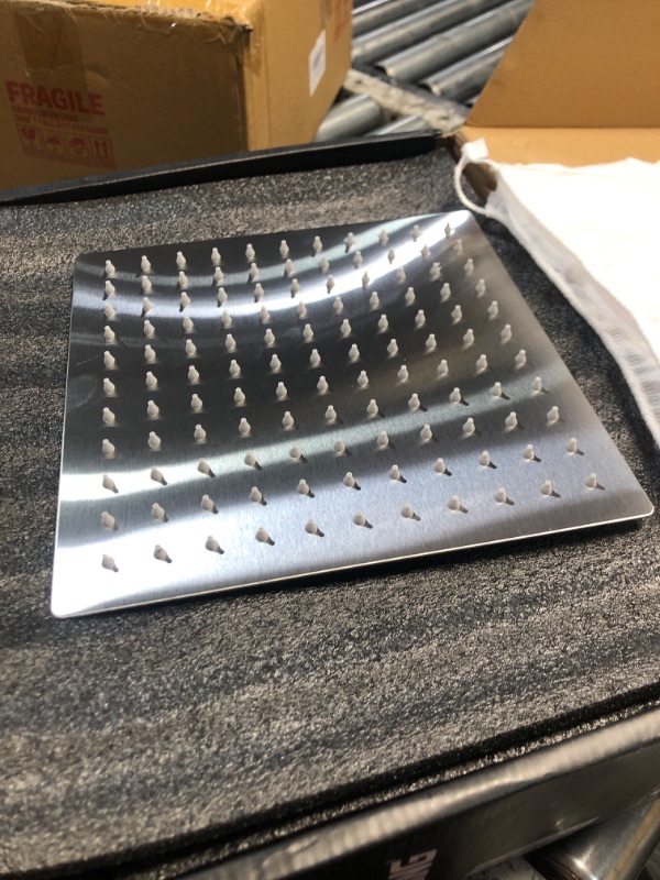 Photo 1 of ***missing hardware***FPXRNG Shower Faucet Set Bathroom Square Rain Shower Head and Handle Set, Wall Mounted Shower Fixtures, Full Metal Trim Repair Kit 10 inch Brushed Nickel (With Shower Valve)