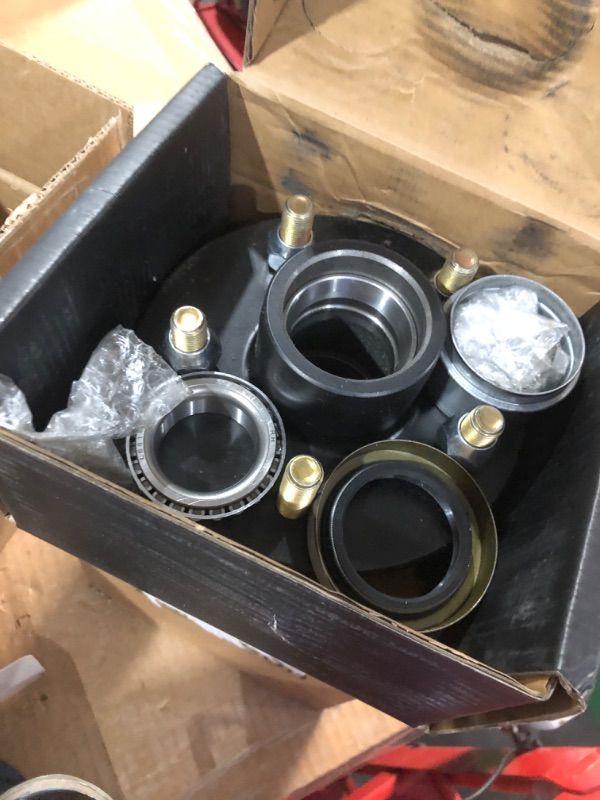 Photo 1 of ***MISSING PARTS***
2 Sets 3500lb Trailer Axle Trailer Hub Kit 5 Bolt 4.5",5×4.5 Trailer Hub fit 1-1/16" to 1-3/8" Tapered Trailer Spindle,Trailer Hub Assembly,Boat Trailer Hubs 5 Lug (Not Fit for Straight Spindle)