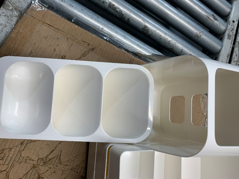 Photo 1 of ***MINOR DAMAGE SEE COMMENTS**HBlife Makeup Organizer with Brush Holder for Vanity, Large Plastic Bathroom Countertop Organizer Skin Care Storage, Easy to Store Lipsticks, Nail Polishes, Perfumes, Eyeshadow Palettes, All White
