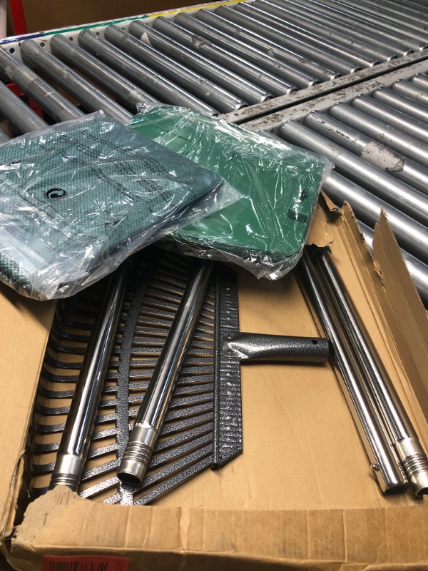 Photo 1 of ***STOCK PHOTO FOR REFERENCE ONLY ***Gardzen 12 Tines Gardening Leaf Rake, Lightweight Steel Handle, Detachable, Ideal Camp Rake, Comes with Dustpan-Type Garden Bag
