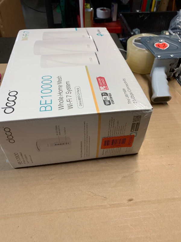 Photo 1 of ***FACTORY SEALED***TP-Link Deco 7 Pro BE63 Tri-Band WiFi 7 BE10000 Whole Home Mesh System - 6-Stream 10 Gbps, 4x2.5G Ports Wired Backhaul, 4X Smart Internal Antennas, VPN, HomeShield, Free Expert Support (3-Pack)