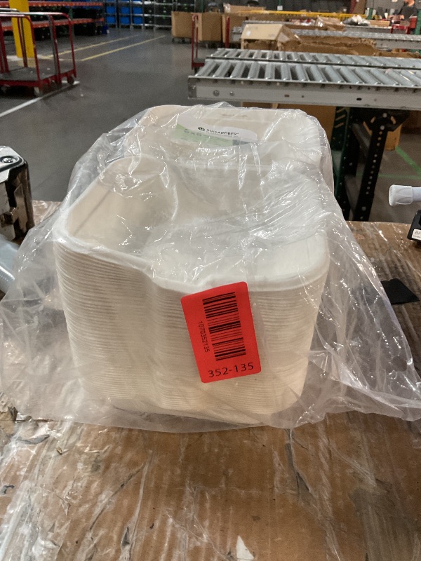 View 2 of [50 COUNT]Harvest Pack 6 X 6 inch White Compostable Food Hinged Container, Disposable Square Single Compartment Clamshell Takeout to go Box, Eco-Friendly Bagasse Sugarcane, No PFAS Added, New Version