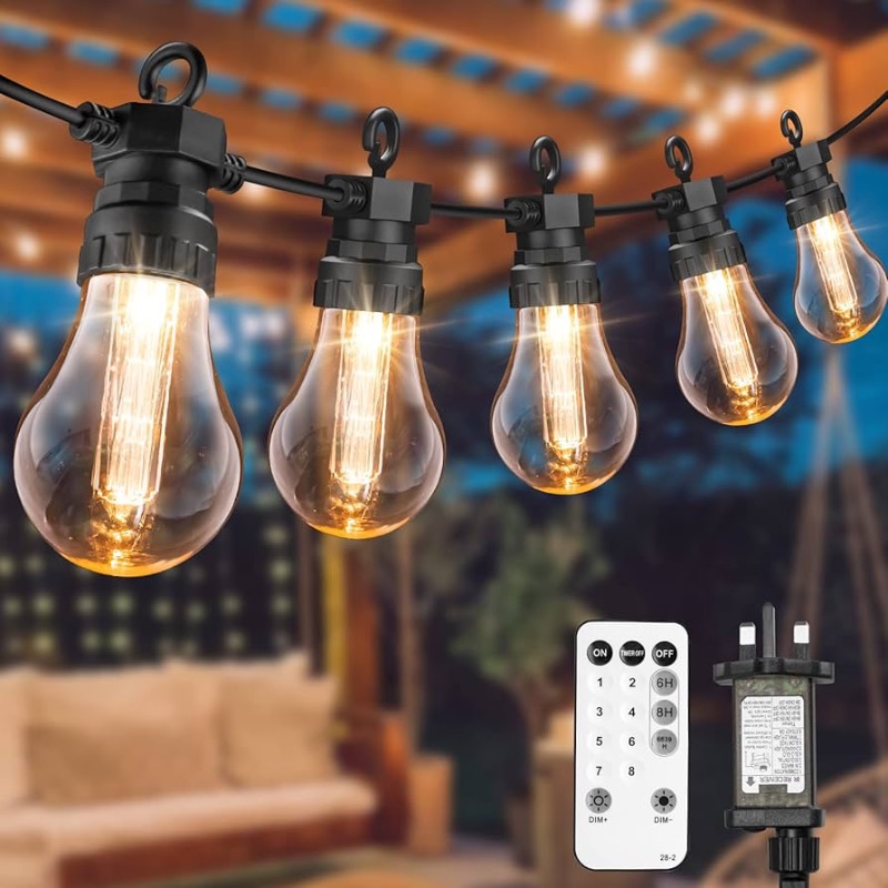 Photo 1 of ****stock photo reference pnly*****Festoon Lights Outdoor, 17M/55.77FT Connectable Outdoor String lights Mains Powered with Edsion Shatterproof Bulbs, Remote &8 Modes Waterproof Garden String Lights for Indoor Outside Patio Party Décor