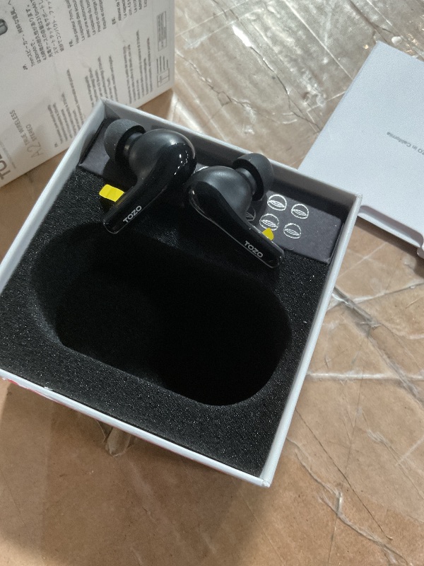 Photo 1 of ***Missing charger******TOZO A2 Mini Wireless Earbuds Bluetooth 5.3 in Ear Light-Weight Headphones Built-in Microphone, IPX5 Waterproof, Immersive Premium Sound Long Distance Connection Headset with Charging Case, Black