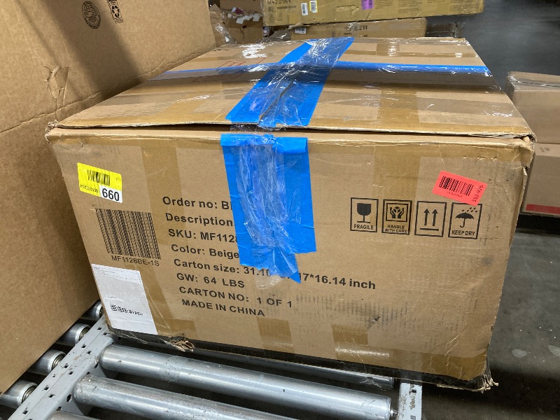 Photo 1 of 108" L-Shaped Boneless Couch, Modular Sectional Sofa with Moveable Ottoman, Corduroy Cloud Couches for Living Room, No Assembly, Ship in a Box, Beige