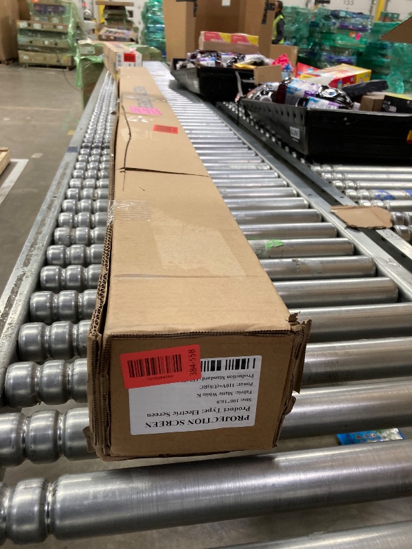 Photo 1 of 100" Motorized Projector Screen, Electric 16:9 Projector Screen with Remote Control, Indoor/Outdoor HD Movie Screen, Wall/Ceiling Mounted, Perfect for Home Office Theater TV, White