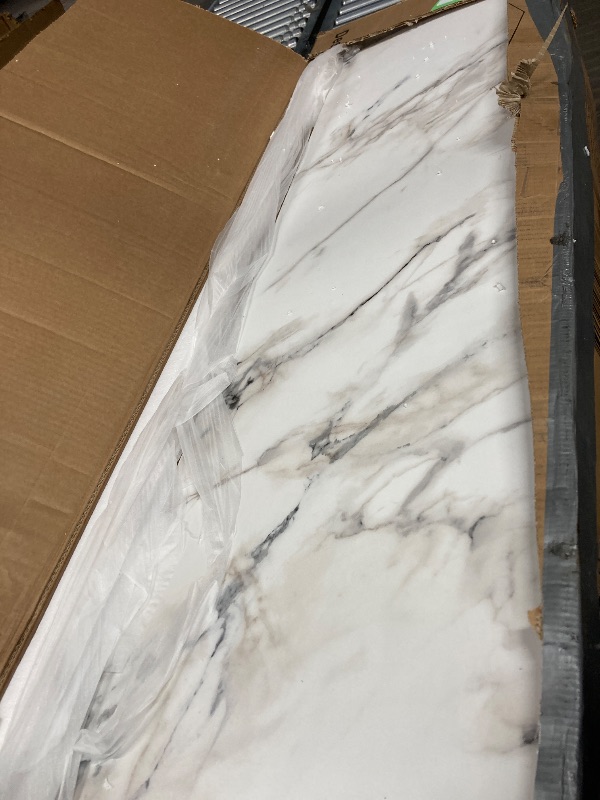 View 2 of **PARTS ONLY***Walker Edison Modern Farmhouse Accent Entryway / Living Room End Table, 52 Inch, Color-Marble and Walnut