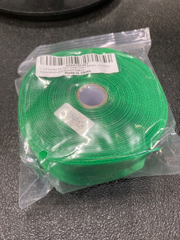 Photo 1 of 1-1/2 inches 50 Yard Green Satin Ribbon for Gift Wrapping, Wedding, Crafts, Christmas,Easter, Floral, Hair, Invitation Decorations and More