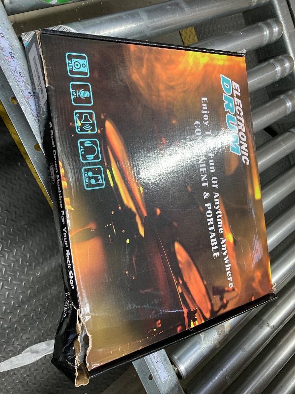 Photo 1 of 2025 Upgrade Electronic Drum Set 9-Pad Roll-Up – Portable Silicone Drum Kit with 2 Pedals, Built-in Speakers, MIDI & Headphone Jack – Ideal for Practice & Travel (Stripe pattern)