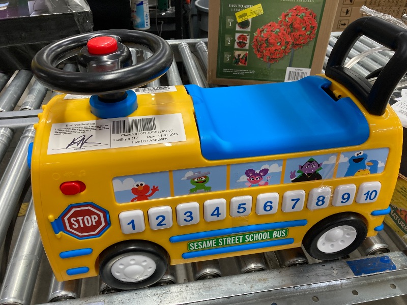 Photo 1 of ***MISSING PARTS***Sesame Street Elmo School Bus Ride-On Toddler Toy with Lights, Music & Engine Sounds, Push Foot-to-Floor, Ages 12–36 Months, Interactive Gears & Steering Wheel***MISSING PARTS***