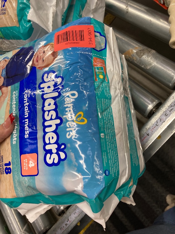 Photo 1 of ***** 2 PACK****** Pampers Swim Diapers - Splashers - Size 4, 18 Count, Gap-Free Disposable Baby Swimming Pants