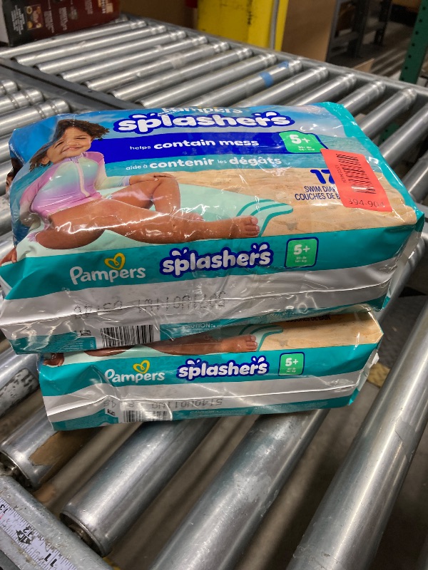 Photo 1 of ****** 2 PACK****** Pampers Swim Diapers - Splashers - Size 5+, 17 Count, Gap-Free Disposable Baby Swimming Pants
