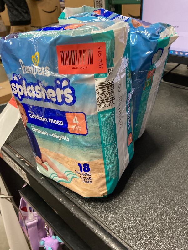 Photo 1 of ***** 2 PACK****** Pampers Swim Diapers - Splashers - Size 4, 18 Count, Gap-Free Disposable Baby Swimming Pants