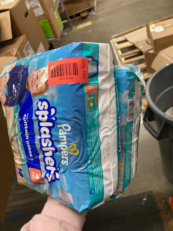 Photo 1 of ***** 2 PACK****** Pampers Swim Diapers - Splashers - Size 4, 18 Count, Gap-Free Disposable Baby Swimming Pants