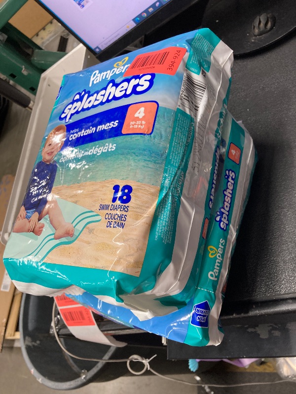 Photo 1 of ****** 2PACK****** Pampers Swim Diapers - Splashers - Size 4, 18 Count, Gap-Free Disposable Baby Swimming Pants