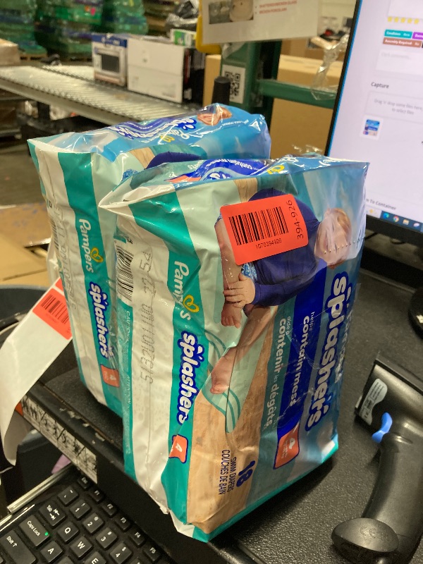 Photo 1 of ******2 PACK****** Pampers Swim Diapers - Splashers - Size 4, 18 Count, Gap-Free Disposable Baby Swimming Pants