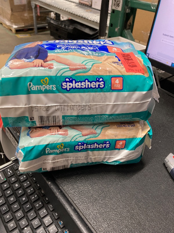Photo 1 of ****** 2 PACK***** Pampers Swim Diapers - Splashers - Size 4, 18 Count, Gap-Free Disposable Baby Swimming Pants