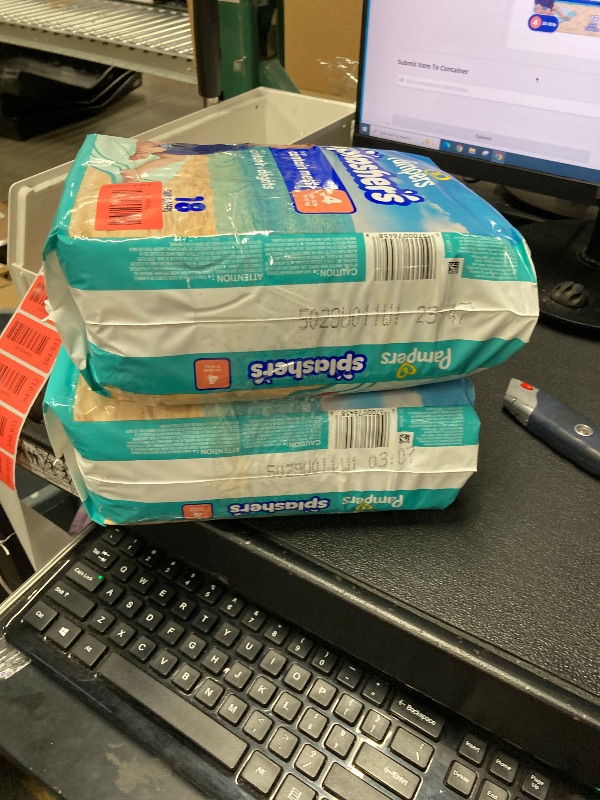 Photo 1 of ******* 2 PACK****** Pampers Swim Diapers - Splashers - Size 4, 18 Count, Gap-Free Disposable Baby Swimming Pants