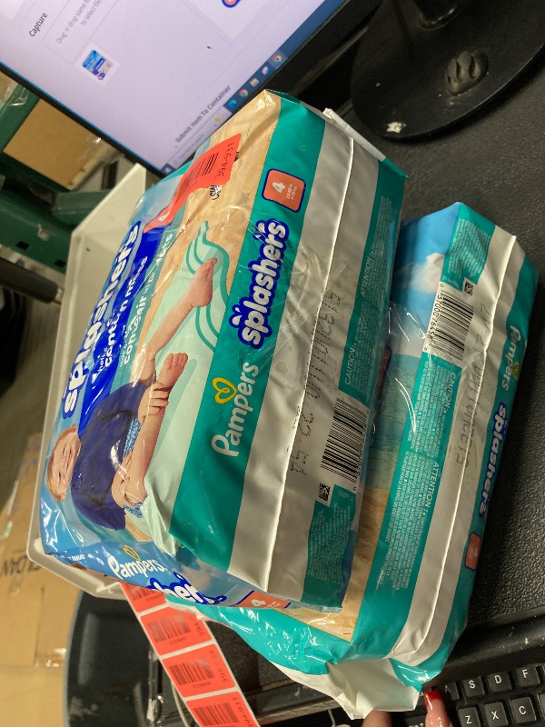 Photo 1 of ******* 2 PACK******* Pampers Swim Diapers - Splashers - Size 4, 18 Count, Gap-Free Disposable Baby Swimming Pants