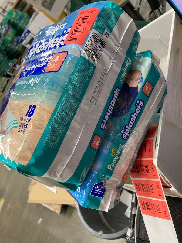 Photo 1 of ***** 2 PACK*****Pampers Swim Diapers - Splashers - Size 4, 18 Count, Gap-Free Disposable Baby Swimming Pants