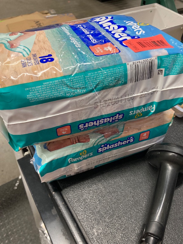 Photo 1 of ****** 2 PACK****** Pampers Swim Diapers - Splashers - Size 4, 18 Count, Gap-Free Disposable Baby Swimming Pants
