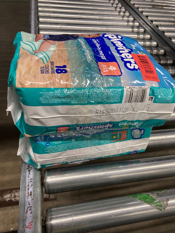 Photo 1 of ***** 2 PACK****** Pampers Swim Diapers - Splashers - Size 4, 18 Count, Gap-Free Disposable Baby Swimming Pants