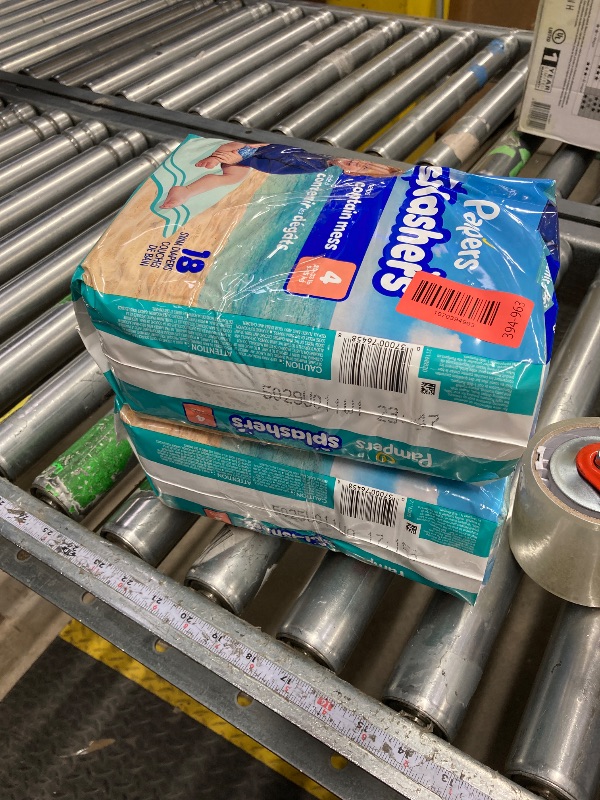 Photo 1 of ******* 2 PACK****** Pampers Swim Diapers - Splashers - Size 4, 18 Count, Gap-Free Disposable Baby Swimming Pants