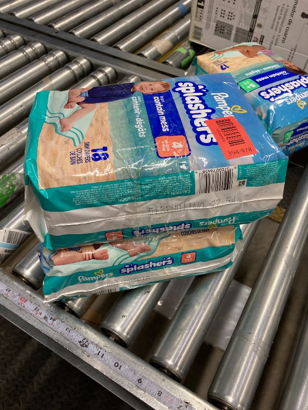 Photo 1 of ***** 2 PACK *****Pampers Swim Diapers - Splashers - Size 4, 18 Count, Gap-Free Disposable Baby Swimming Pants