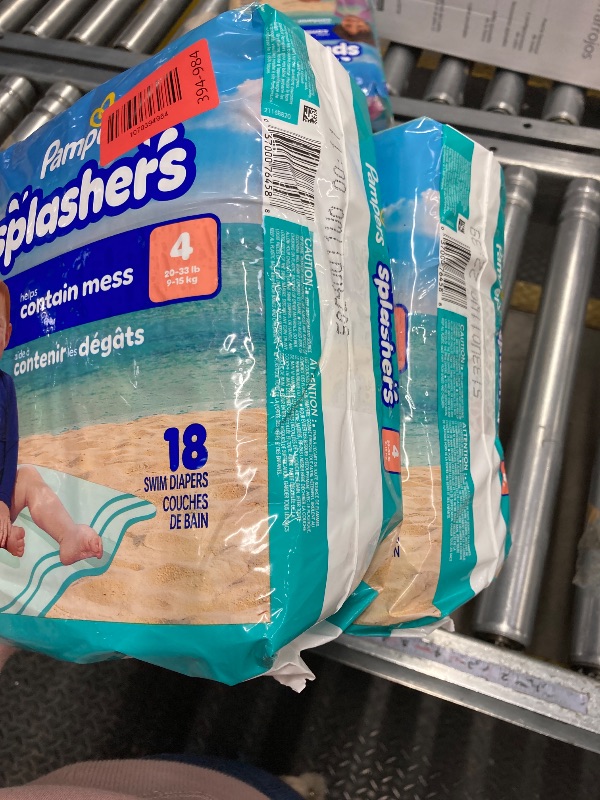 Photo 1 of ***** 2 PACK***** Pampers Swim Diapers - Splashers - Size 4, 18 Count, Gap-Free Disposable Baby Swimming Pants