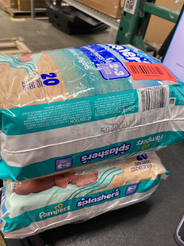 Photo 1 of ***** 2 PACK***** Pampers Swim Diapers - Splashers - Size 2-3, 20 Count, Gap-Free Disposable Baby Swimming Pants