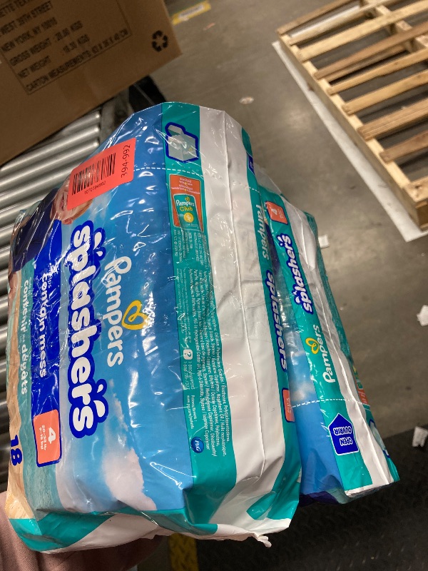 Photo 1 of ****** 2 PACK******* Pampers Swim Diapers - Splashers - Size 4, 18 Count, Gap-Free Disposable Baby Swimming Pants