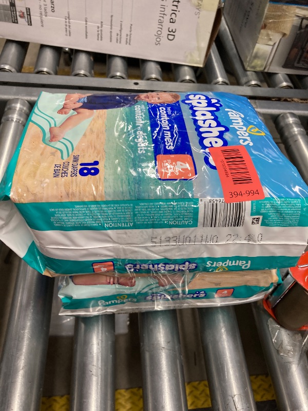 Photo 1 of ***** 2 PACK ******Pampers Swim Diapers - Splashers - Size 4, 18 Count, Gap-Free Disposable Baby Swimming Pants