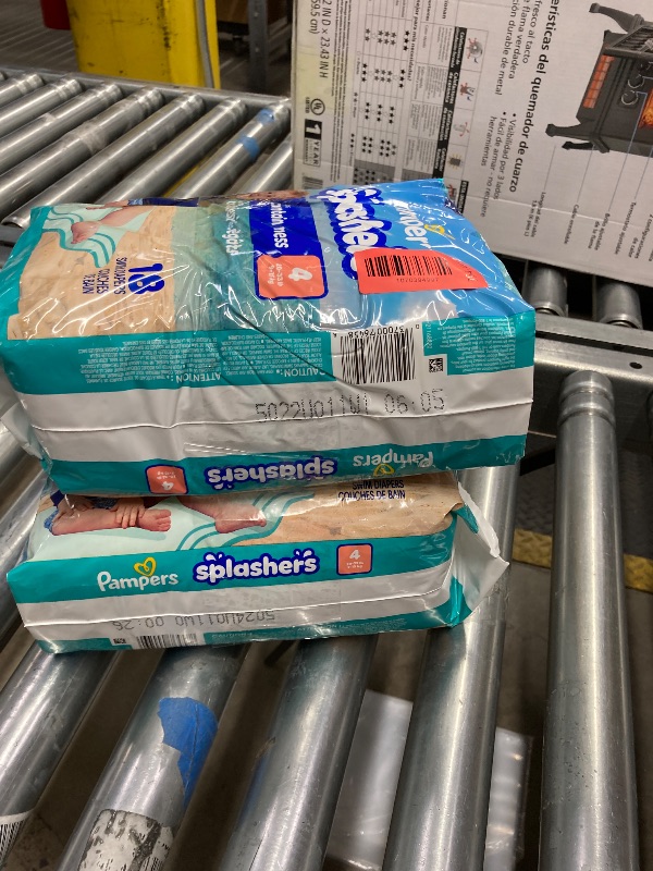 Photo 1 of ***** 2 PACK ***** Pampers Swim Diapers - Splashers - Size 4, 18 Count, Gap-Free Disposable Baby Swimming Pants